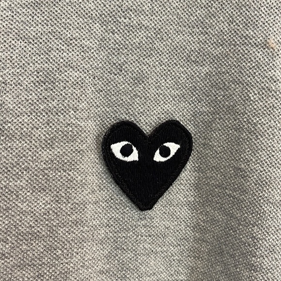 SOLD COMME DES GARCONS Gray Classic Polo heart patch at the chest. - Picture 3 of 3
